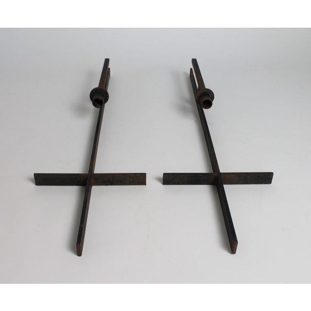 Van Keppel-Green Vintage Wrought Iron Cross Candelabra Wall Sconces Attributed to Van Keppel-Green, a Pair, Circa 1960s For Sale - Image 4 of 11
