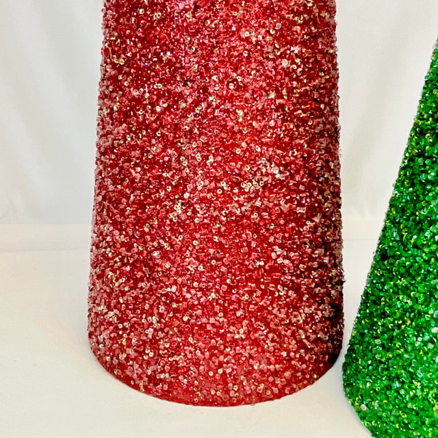 Metal 1980s Boho Chic Hollywood Regency Memphis Sparkling Cone Christmas Tabletop Trees - A Pair. For Sale - Image 7 of 9
