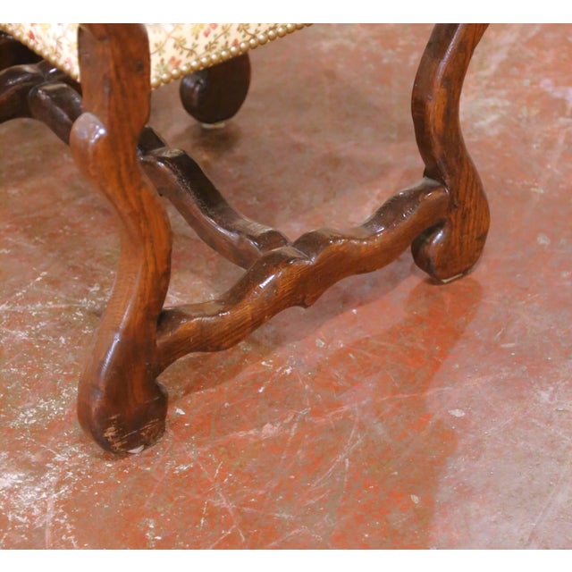 Tan Set of 10 Louis XIII Style Oak Dining Chairs, 8 Sidechairs and 2 Armchairs For Sale - Image 8 of 11