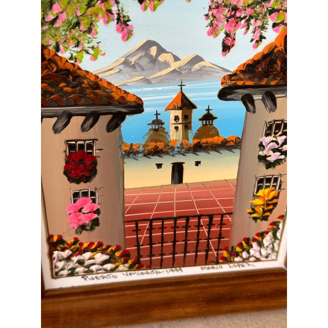 Mario Lopez Torres “Puerto Vallarta” Vibrant Landscape Framed Oil Painting by Mario Lopez Torres For Sale - Image 4 of 11