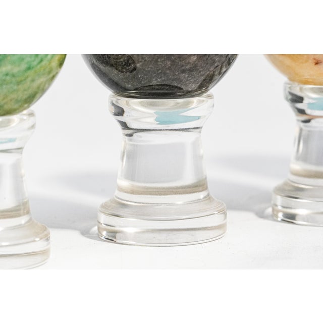 Collection Vintage Stone Specimen Egg 9 Polished Gemstone Eggs Display Stands Geological Mineral Display Cabinet of Curiosities Home Decor For Sale - Image 13 of 18
