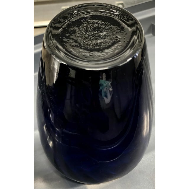 American Hand Blown Vintage UltraMarine Fine Glass Vase For Sale - Image 3 of 7