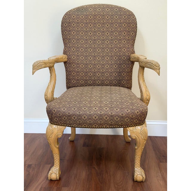 Vintage Carved Eagle Arm Throne Chair For Sale - Image 4 of 12