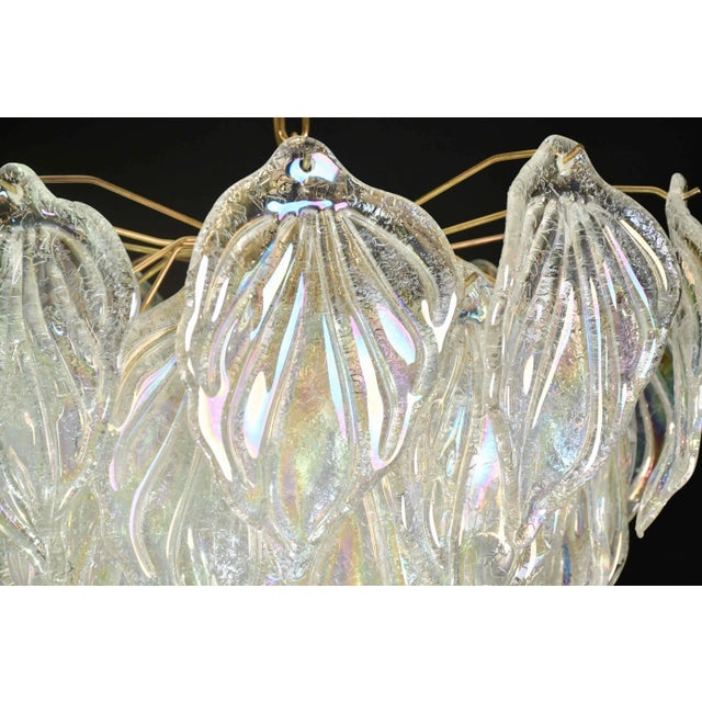 1970s Large Murano Glass Rainbow Leaves Chandelier For Sale - Image 13 of 13