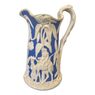 Antique Victorian Blue and White Jugs by Samuel Alcock, Set of 3 For Sale