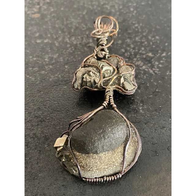 Metal Raw Iron Pyrite Wrapped Pendant in Original Presentation Gift Box For Sale - Image 7 of 18