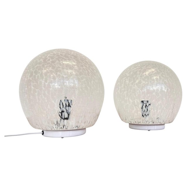 Metal Mid-Century Art Glass Table Lamps, Czechoslovakia, 1980s, Set of 2 For Sale - Image 7 of 7