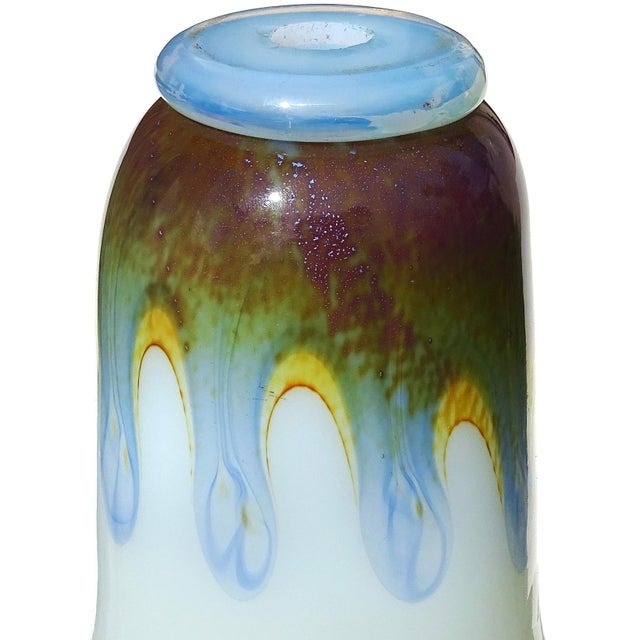 Barovier Toso Murano Vintage XLRG Opal White Chalcedony Italian Art Glass Pendant Lampshade For Sale In Orlando - Image 6 of 10