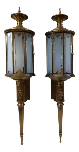 Gilt Bronze and Glass Wall Lamps, 1960s, Set of 2