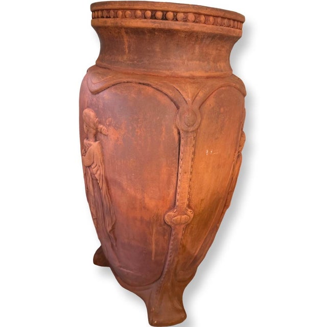 Antique Italian Terra Cotta Pot With Neoclassical Design. For Sale - Image 4 of 6