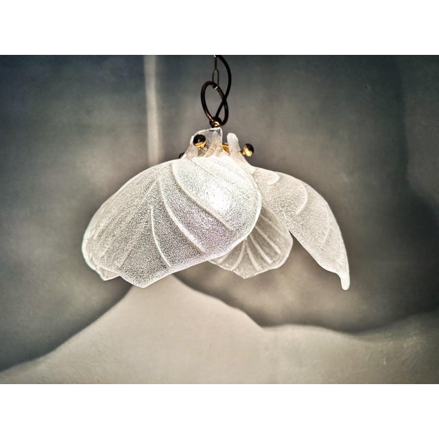Metal Vintage Murano Glass Leafs Pendant, 1970s For Sale - Image 7 of 15