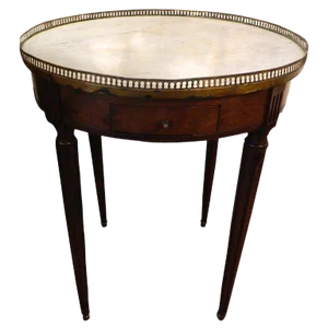 Louis XVI Style Mahogany and Marble Top Bouillotte Table, 19th Century