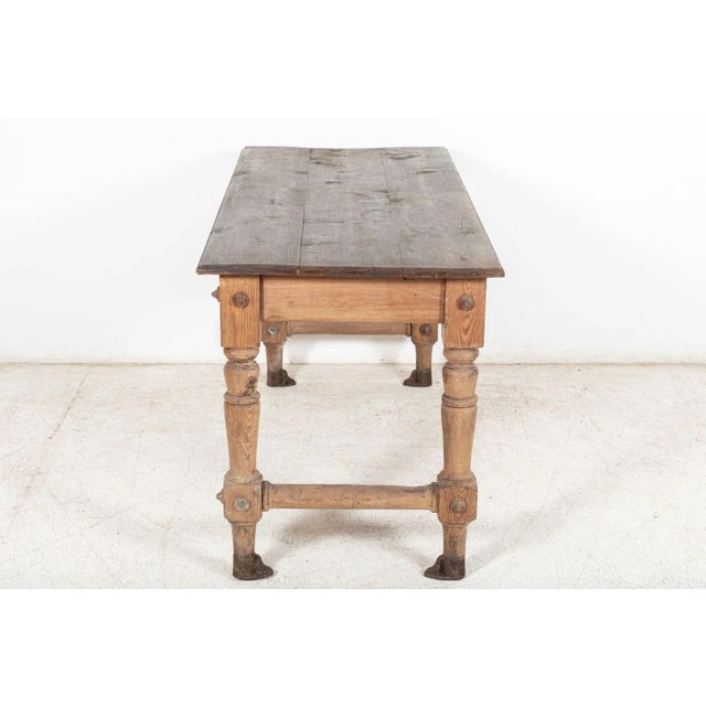 Antique circa 19thC Welsh Pine Post Office Sorting Counter/ Table with original cast iron foot brackets in place....