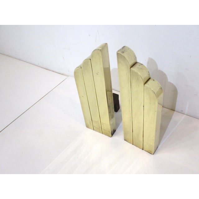 1930s Art Deco Brass Andirons in the Style of Donald Deskey For Sale - Image 5 of 13