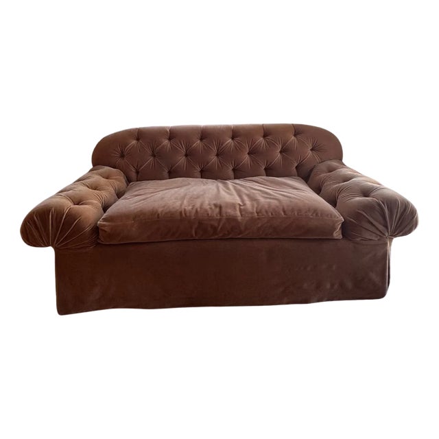 Modern Nancy Corzine Mohair Velvet Sofa For Sale