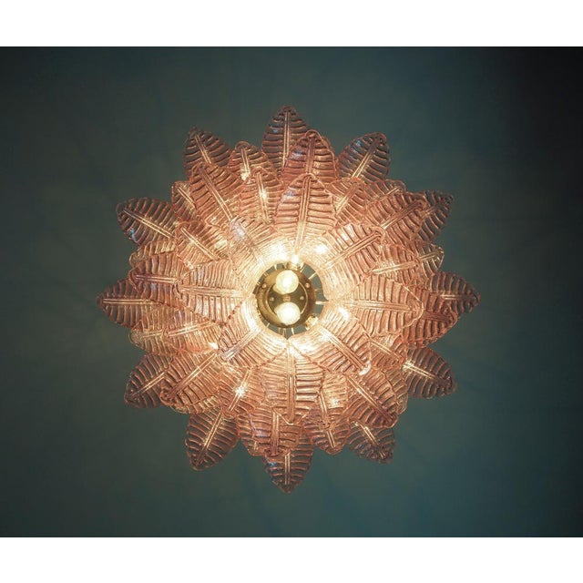 Italian Murano Glass Three-Tier Pink Felci Chandelier, 1990s For Sale - Image 10 of 17