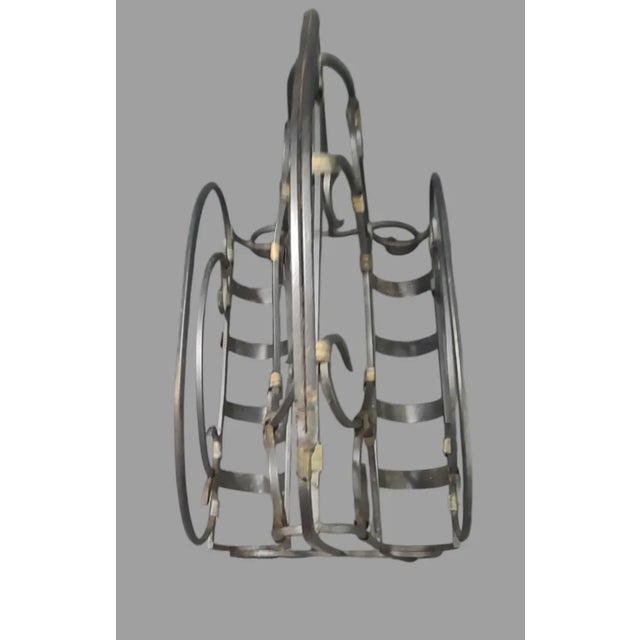 Late 20th Century Late 20th Century Vintage Wrought Iron Charcoal Gray Brass Detail Magazine Holder Rack For Sale - Image 5 of 7