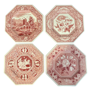 Spode Sutherland Cranberry Octagonal Luncheon Plates From the Archive Collection by Spode - Set of Four