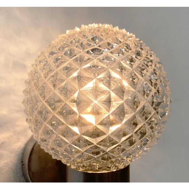 Vintage Space Age Glass and Metal Wall Lamp Sconce, 1970s, Set of 2 For Sale - Image 5 of 18