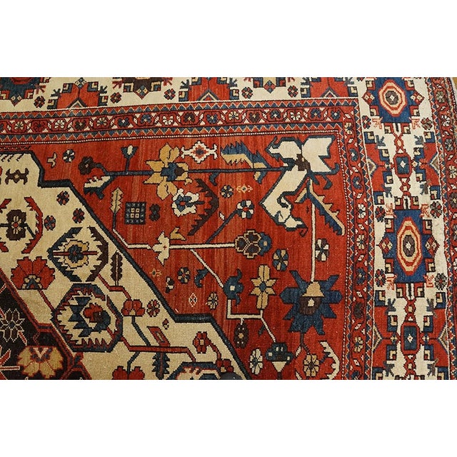 1900s Red Navy Medallion Antique Hand Knotted Persian Bakhtiari Rug 10'2"x16'4" Wool Carpet For Sale - Image 4 of 8