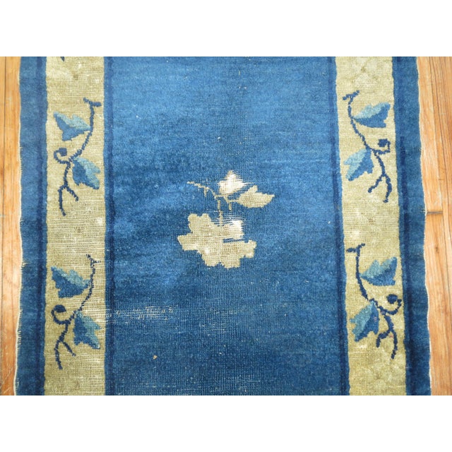1940s Zabihi Collection Blue Chinese Small Rug - 2'1" x 3'8" For Sale - Image 4 of 18