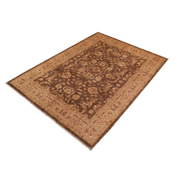 Rustic Bohemien Ziegler Brown Tan Hand-Knotted Wool Rug - 8'3'' X 9'11'' For Sale - Image 3 of 8