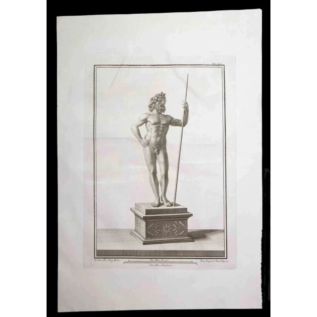 Ancient roman statue, from the series "antiquities of herculaneum", is an original etching on paper realized by francesco...