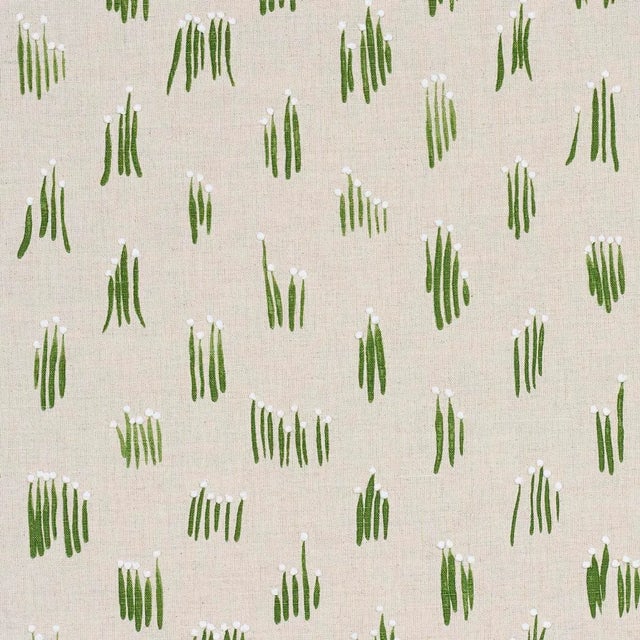 Schumacher X Studio Bon Meadow Button Hand Embroidery Fabric In Neutral For Sale