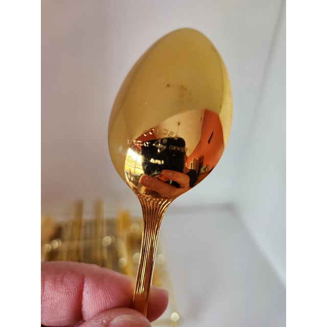 Traditional 1960s Golden Barclay Geneve Flatware Set With Caddy- 105 Pieces For Sale - Image 3 of 6