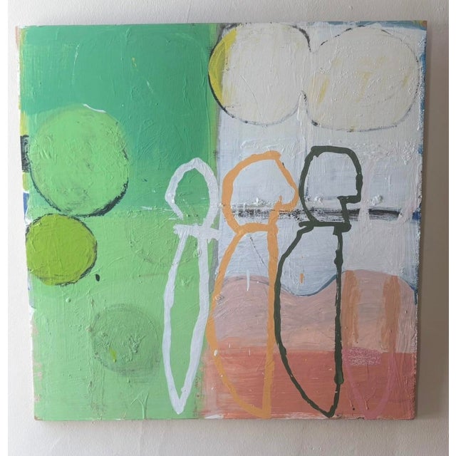 Abstract Mixed Media Painting on Board by Artist Jonczyk, 32” X 32” For Sale - Image 4 of 7