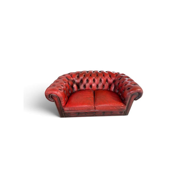 Vintage Chesterfield Sofas in Red Leather, Set of 2 For Sale - Image 4 of 11