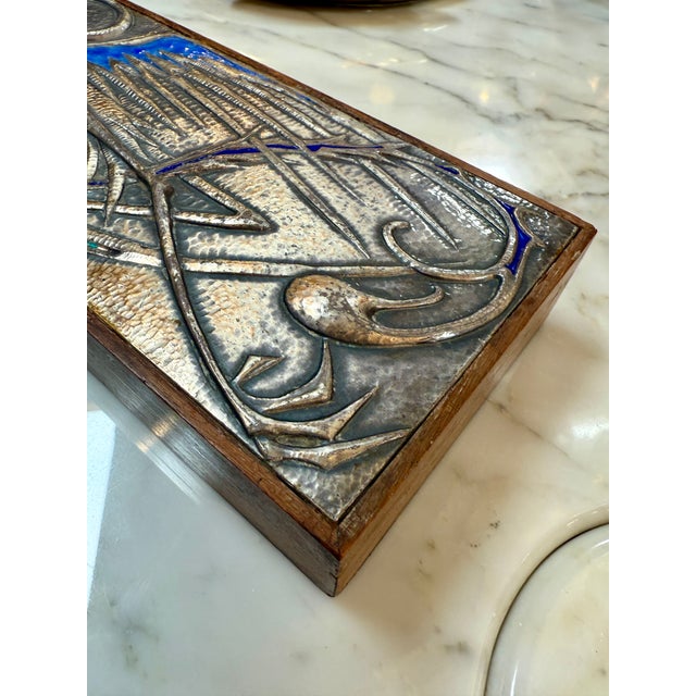 Italian Vintage Decorative Italian Wood Box 1970s Signed For Sale - Image 3 of 7
