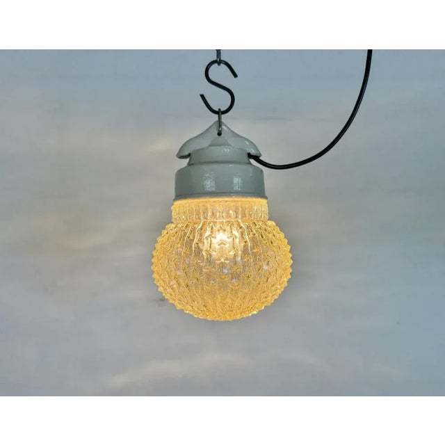 Vintage White Porcelain Pendant Light, 1970s For Sale - Image 13 of 15