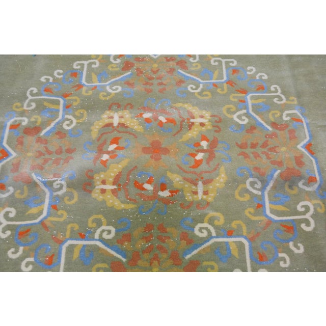 Art Deco Vintage Chinese Art Deco Hand Knotted Wool Rug, 10'10'' X 12'2'' For Sale - Image 3 of 6