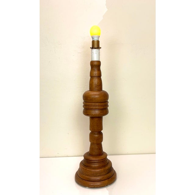 Large Turned Oak Table Lamp, 1960s For Sale - Image 17 of 18