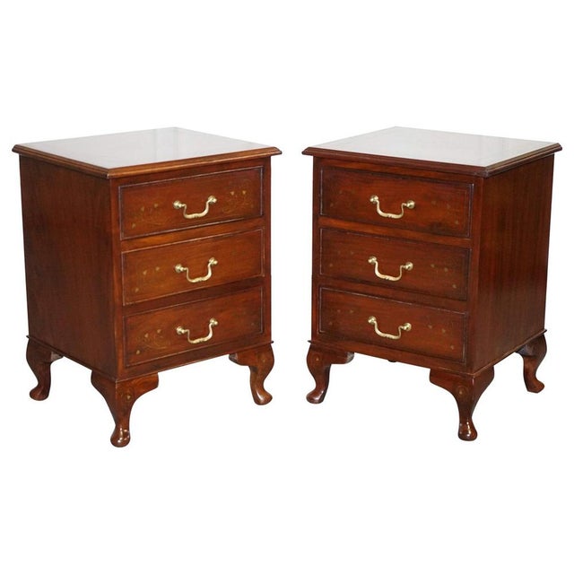 Anglo Indian Nightstands with Brass Inliad For Sale - Image 16 of 16