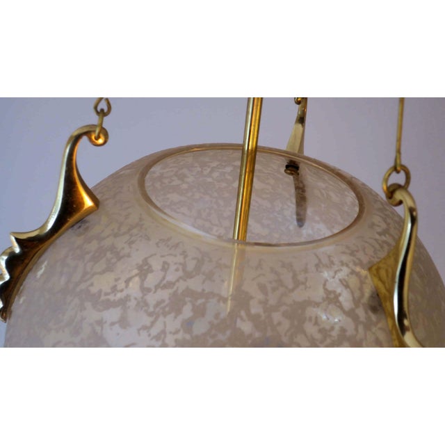 Frosted Glass and Brass Pendant Lamp from Doria Leuchten, 1970s For Sale - Image 5 of 15