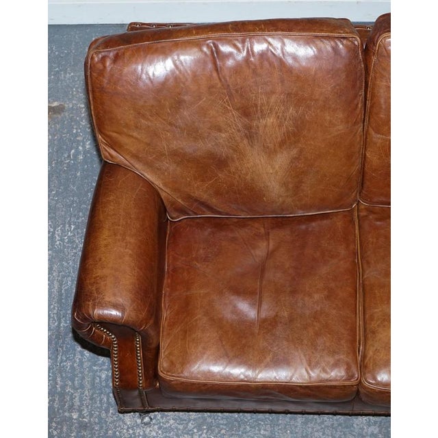 Balmoral Two Seater Brown Heritage Leather Sofa in the style of Halo and Timothy Oulton For Sale - Image 15 of 16