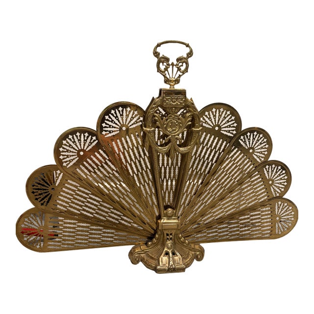 Peacock Brass Fireplace Screen For Sale