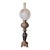 1940s French Victorian Electrified Oil Lamp With Etched Hand Blown Globe and Clear Chimney With Brass Base For Sale