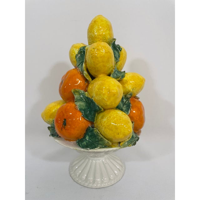 Mid 20th Century Petite Italian Lemons and Oranges Ceramic Topiary For Sale - Image 6 of 16