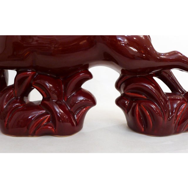 1940s Large Art Deco Sculpture of a Leaping Gazelle in Earthenware with Red Glaze, 1930s-1940s For Sale - Image 5 of 14