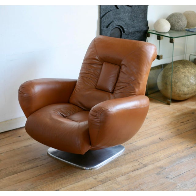 Space Age Chair in Leather by Jean Prévost, 1970s For Sale - Image 9 of 15