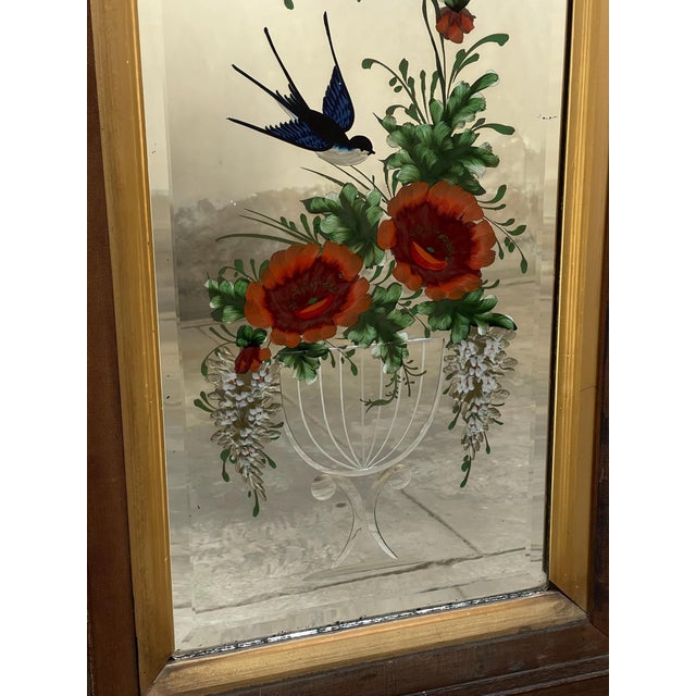 Late 19th Century 19th Century Pair of Victorian Reverse Painted and Cut Glass Framed Mirrors For Sale - Image 5 of 10