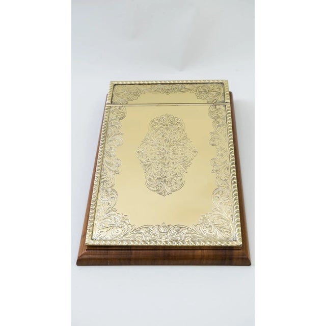 Big Art Deco notepad, circa 1920sBrass polished and stove enameledWood polished.