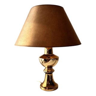 Gold-Colored Ceramic Table Lamp by Gustav Leek for Luxus, 1960s For Sale