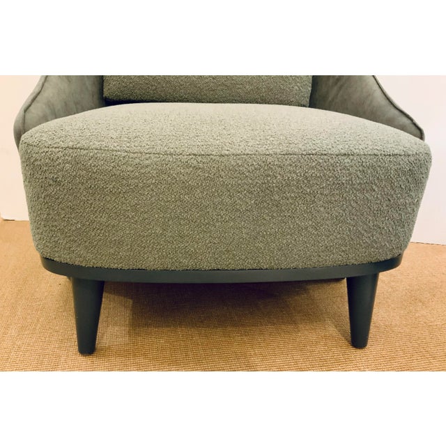 Caracole Caracole Modern Sage Suede Forma Wingback Chair For Sale - Image 4 of 7