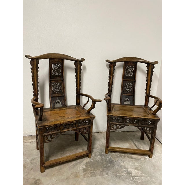 Asian Antique Early 20th Century Emperor Chairs - Set of 2 For Sale - Image 3 of 4