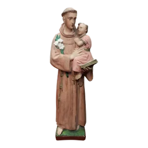 Late 19th/Early 20th Century French St. Anthony of Padua Plaster Church Statue