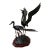 Vintage Brass Bronze Heron Collectible With Verdi Patina Finish on Wood Base For Sale